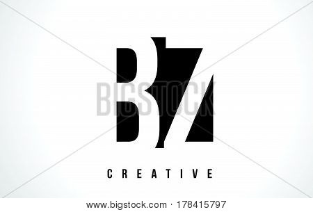 Bz B Z White Letter Logo Design With Black Square.
