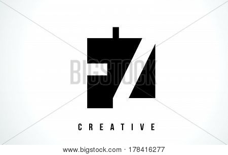 Fz F Z White Letter Logo Design With Black Square.