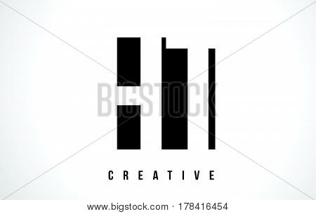 Ht H T White Letter Logo Design With Black Square.