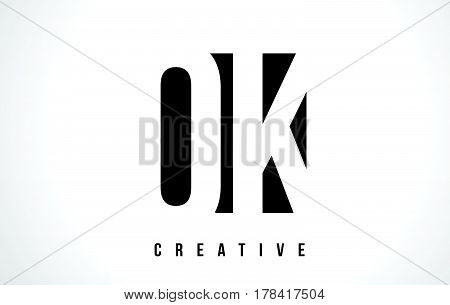 Qk Q K White Letter Logo Design With Black Square.