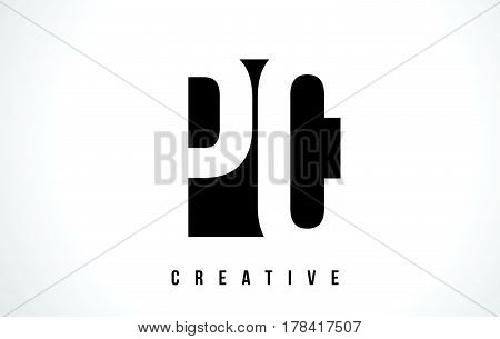 Pc P C White Letter Logo Design With Black Square.