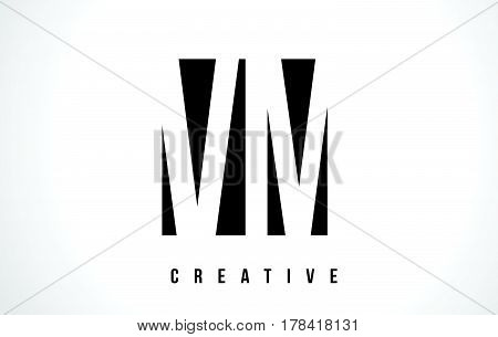Vm V M White Letter Logo Design With Black Square.