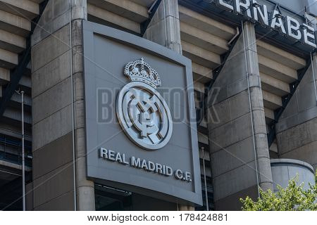 Madrid Spain - September 14 2016: Santiago Bernabeu Stadium. It is the current home stadium of Real Madrid Football Club. Outdoors view