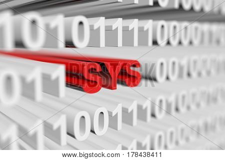 SYS in the a binary code with blurred background 3D illustration
