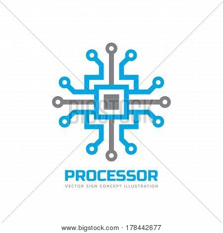 Processor CPU - vector logo template for corporate identity. Abstract computer chip sign. Network, internet technology concept illustration. Design element.