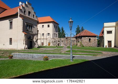 Polna Czech Republic - August 31 2016: Former Castle Chateau and now a museum in Polna. Polna is a historic town in East Bohemia the historic core of the city is an urban conservation area.