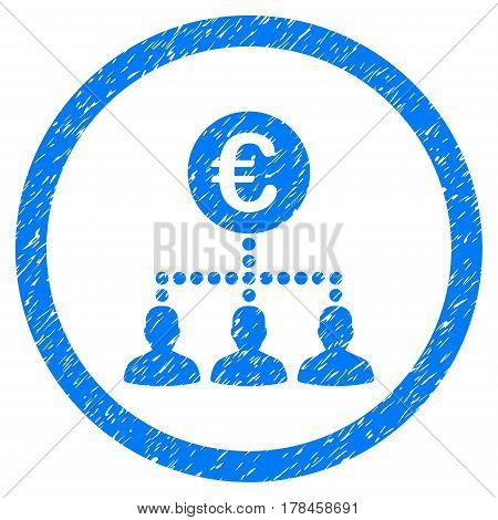 Rounded Euro Payment Clients rubber seal stamp watermark. Icon symbol inside circle with grunge design and scratched texture. Unclean vector blue emblem.