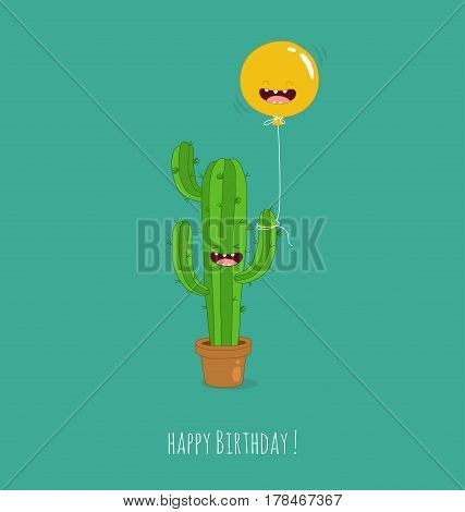 Cactus with baloons are friands funny joke