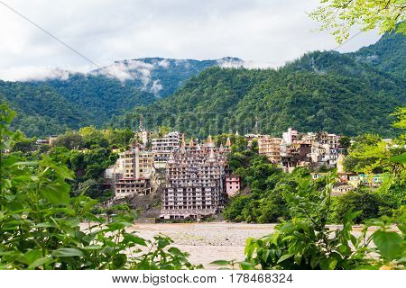 View of The City of Rishikesh and The Holy Ganges River in India