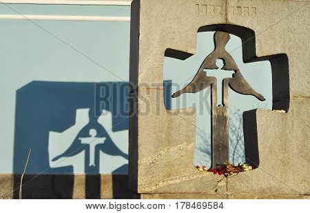 KYIV UKRAINE - March 30  2017: The memorial to the victims of Holodomor 1932 -1933 years on Mykhailivska Square in Kyiv. A memorial dedicated to the Terror-Famine in Ukraine.