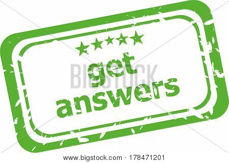 Stamp With Words Get Answers, Grunge Style, Isolated On White Background