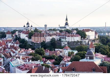 24-27.08.2016 Scenic Summer Beautiful Aerial Skyline Panorama Of The Old Town In Tallinn, Estonia