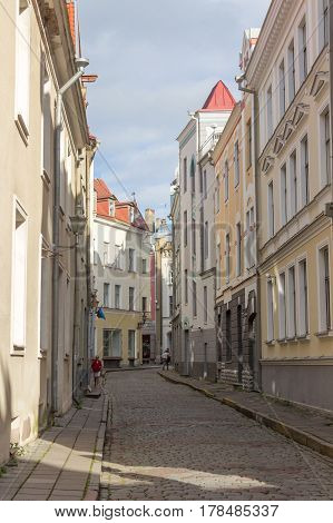 Scenic Summer Beautiful Aerial Skyline Panorama Of The Old Town In Tallinn, Estonia