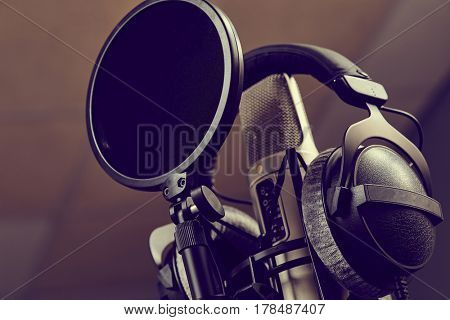 microphone in a recording studio