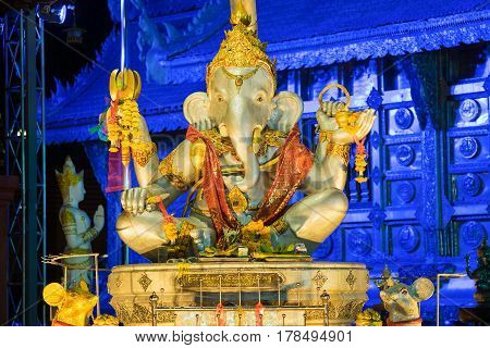Ganesha god statue in Wat Srisuphan temple in Chiang Mai Thailand Ganesha God is elephant God in Hindu religion.