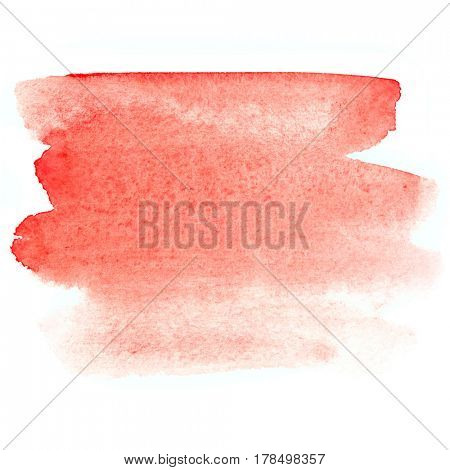 Red brush stroke. Abstract watercolor background. Vivid element for your design