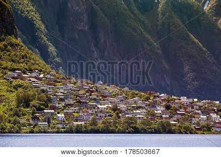 Panorama Of The City Of Odda