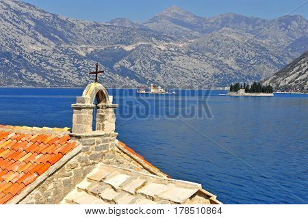 View of the bay of Kotor Risan in Montenegro