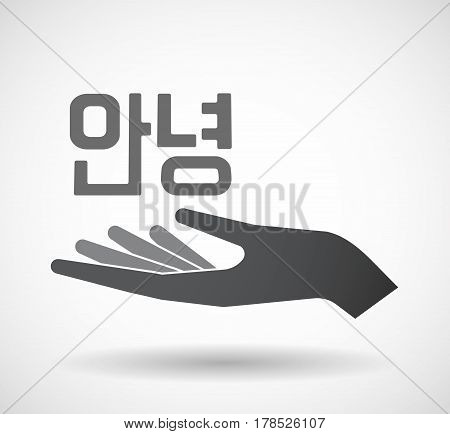 Isolated Hand With  The Text Hello In The Korean  Language