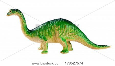 plastic dinosaur toy isolated on white background.