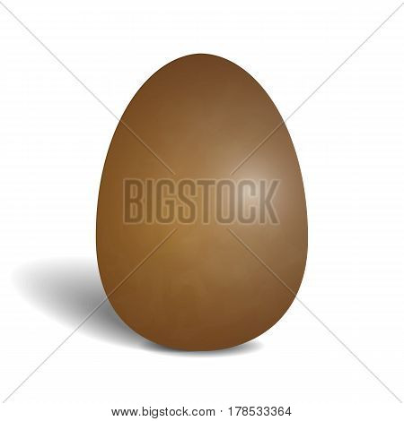Realistic chocolate egg isolated on white background. Icon of egg with shadow. Vector illustration of hollow tasty sweetness.