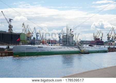 SAINT PETERSBURG, RUSSIA - JULY 21, 2013: The submarine C-189 project 613 in the July afternoon