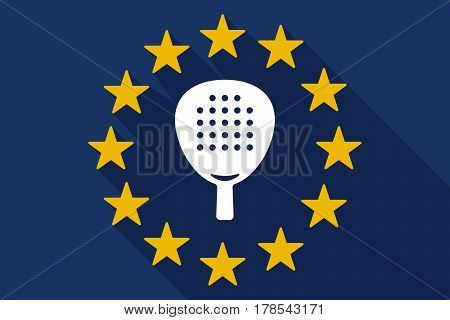 Long Shadow Eu Flag With  A Paddle Racket