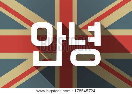 Long Shadow Uk Flag With  The Text Hello In The Korean  Language