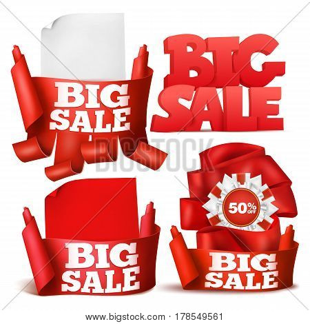 Set of design elements. Big sale concept collection. Vector illustration.