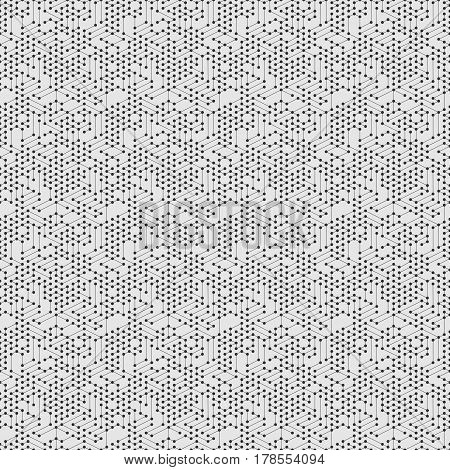 Vector seamless pattern. Modern texture. Repeating geometric tiles. Isometric composition from dot lines.