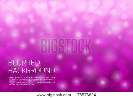 Pinl blurred background with twinkly lights. Vector illustration