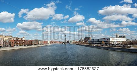Moscow, Russia - 23 March 2017: Citscape To Moskva River, Cloud And Sky.