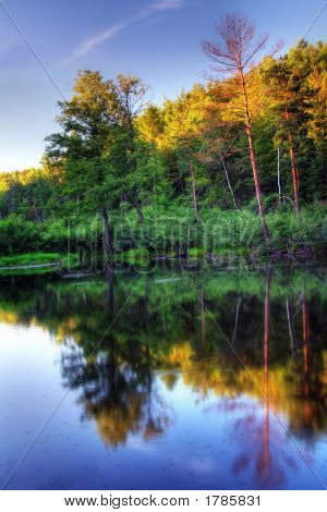 Biber Teich bei Sonnenuntergang