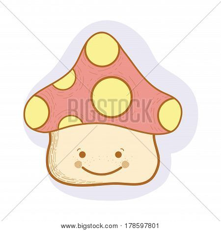 kawaii happy fangus with eyes and mouth, vector illustration design