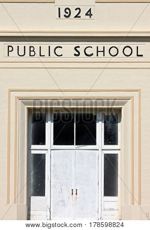 Entrance to a Vintage Public School circa 1924