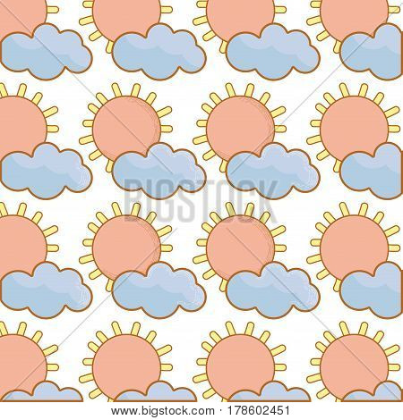 sun and cloud cartoon character backgound, vector illustration design