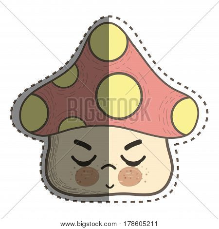 kawaii fangus angry with close eyes and cheeks, vector illustration design