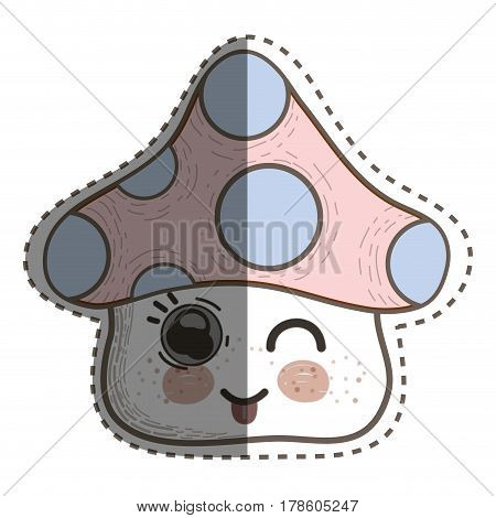 kawaii funny fangus with tongue outside, vector illustration design