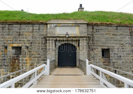Halifax Citadel National Historic Site on top of Citadel Hill in downtown Halifax, Nova Scotia, Canada. The current citadel was built in 1856.
