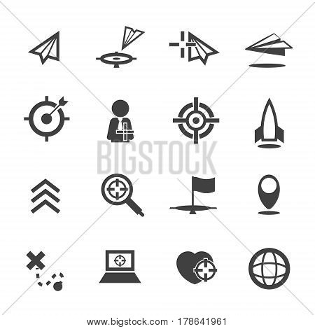 business target plane paper icon set vector