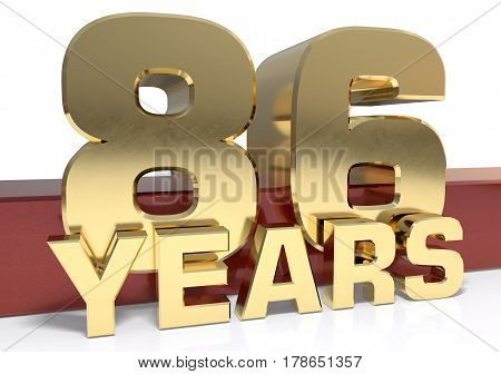 Golden digit eighty six and the word of the year. 3D illustration