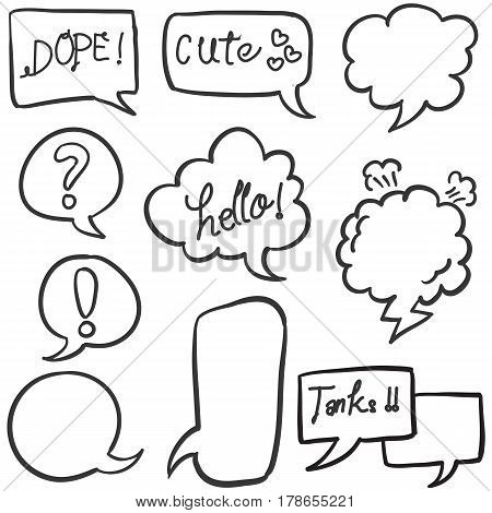 Style text balloon collection stock vector illustration