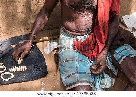 Exotic handmade crafted souvenirs of Vedda people tribe in Sri Lanka
