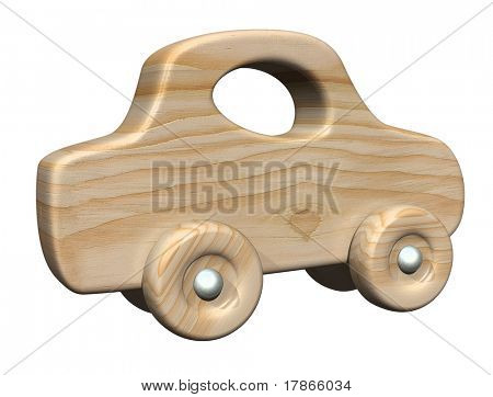 3D generována hi res dřevěné autíčko