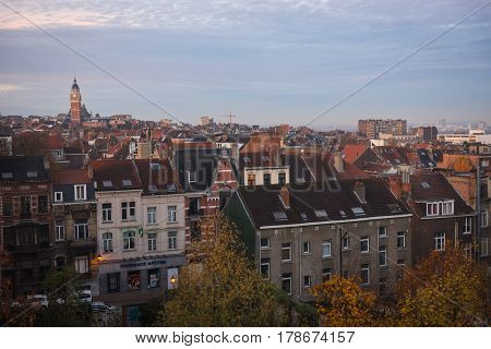 Beautiful cityscape at sunrise in Brussels, Belgia