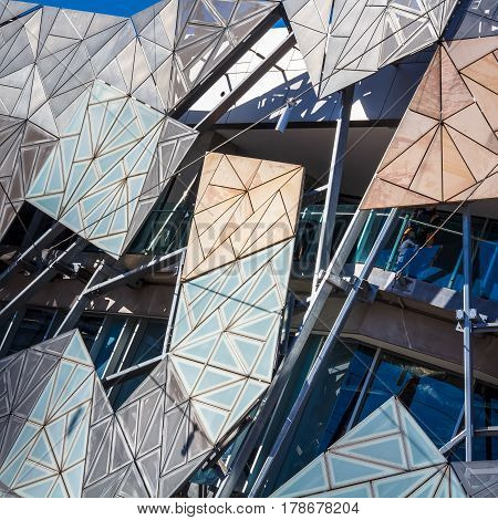 Modern architectire glass wall, location - Melbourne, Federation square, Australia