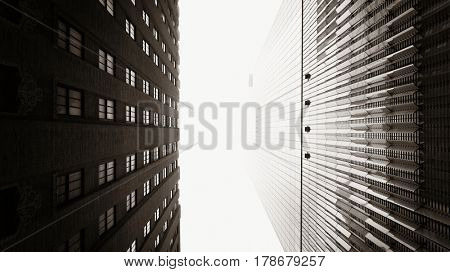 NEW YORK CITY - NOV 12: Downtown skyscrapers in a foggy day on November 12, 2014 in Manhattan, New York City. With population of 8.4M, it is the most populous city in the United States.
