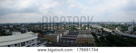 Out door landscape Bangkok city .morrning have a beauty sky