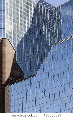 utrecht Netherlands 15march 2017: facade of rabobank head office in dutch town of utrecht in glass and brick