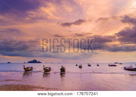 sunset on the Andaman sea , Krabi province, Thailand, Asia